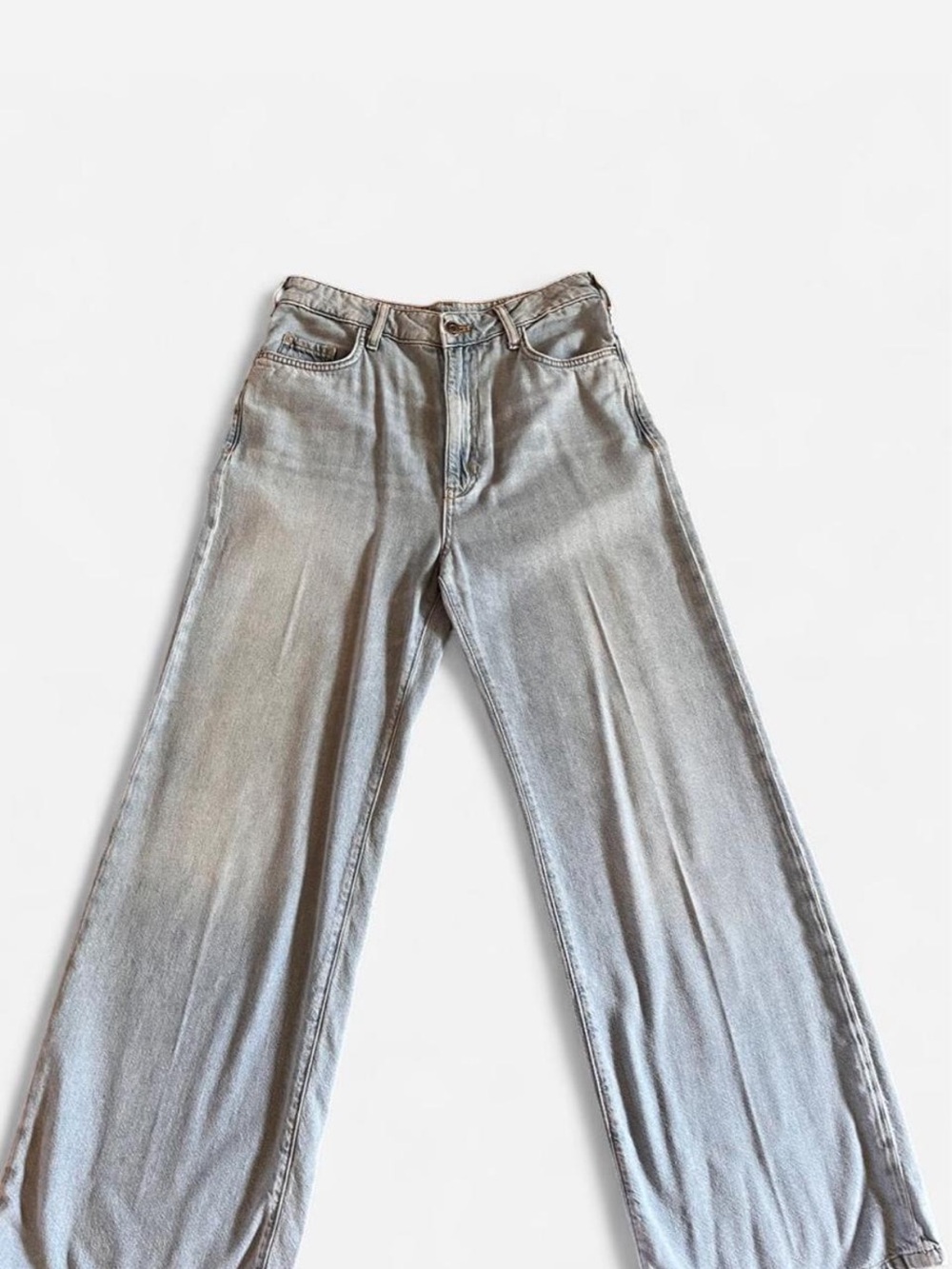 Pilcro Light Gray Wide Leg Denim Jeans